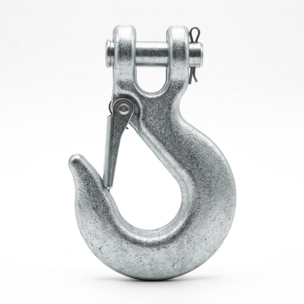 Clevis self-locking safety hook