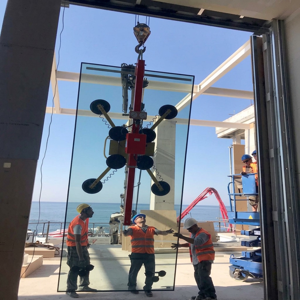 Skarvo Glass eight-pad vacuum lifter with insulated glass unit
