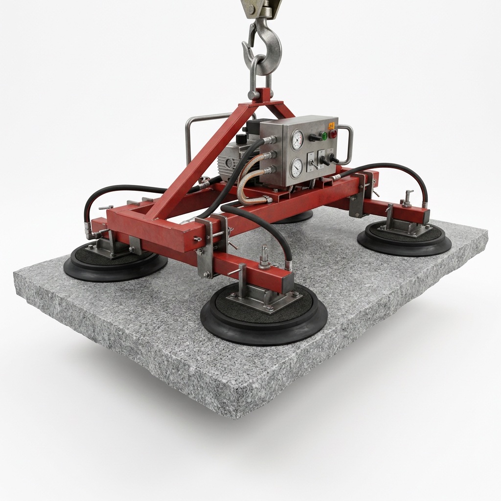Skarvo Stone vacuum lifter handling a stone slab