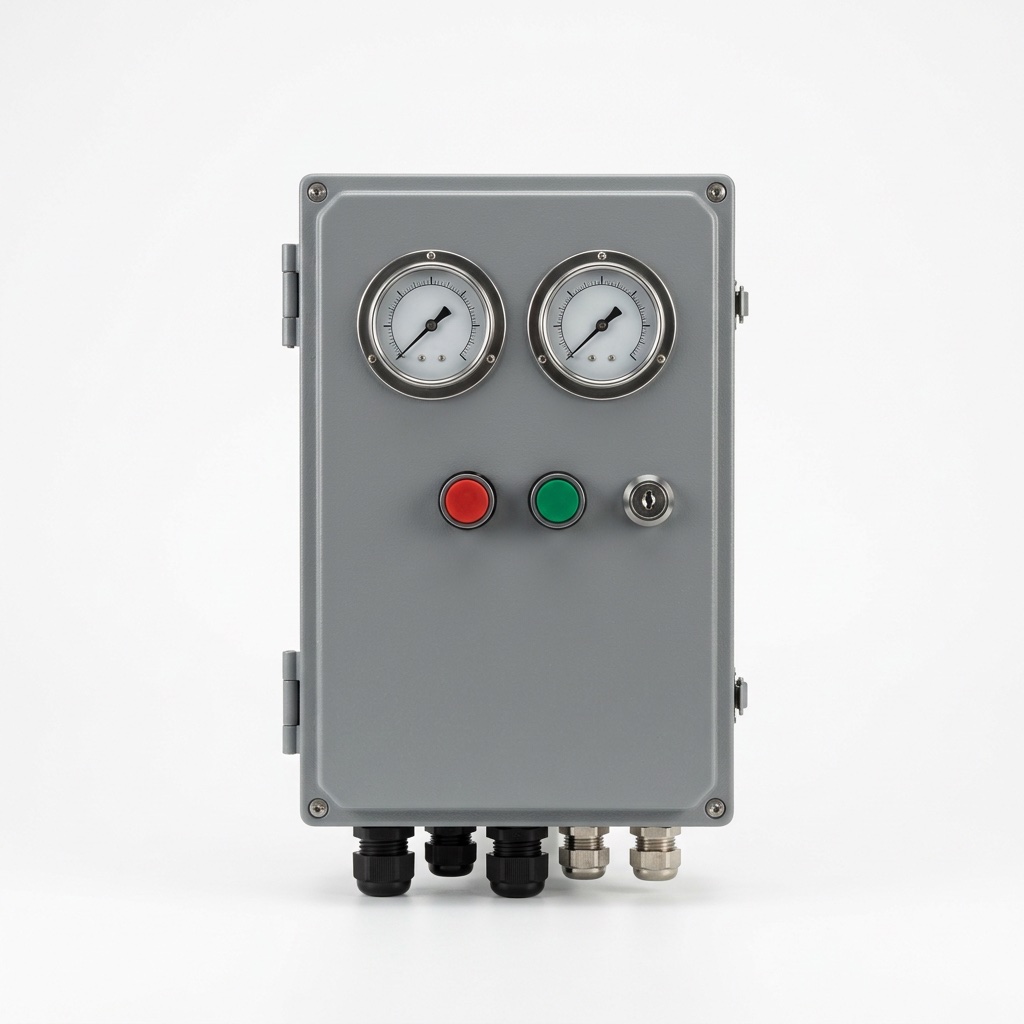 Vacuum lifter control box with gauges, studio view